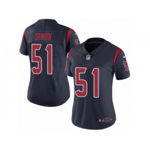 Women's Nike Houston Texans #51 John Simon Limited Navy Blue Rush NFL Jersey