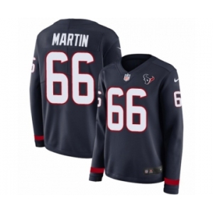 Women's Nike Houston Texans #66 Nick Martin Limited Navy Blue Therma Long Sleeve NFL Jersey