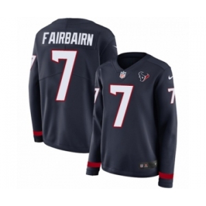 Women's Nike Houston Texans #7 Ka'imi Fairbairn Limited Navy Blue Therma Long Sleeve NFL Jersey
