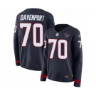 Women's Nike Houston Texans #70 Julien Davenport Limited Navy Blue Therma Long Sleeve NFL Jersey