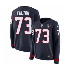 Women's Nike Houston Texans #73 Zach Fulton Limited Navy Blue Therma Long Sleeve NFL Jersey