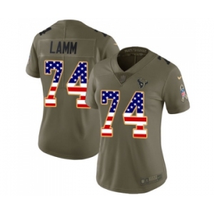 Women's Nike Houston Texans #74 Kendall Lamm Limited Olive USA Flag 2017 Salute to Service NFL Jersey