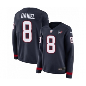 Women's Nike Houston Texans #8 Trevor Daniel Limited Navy Blue Therma Long Sleeve NFL Jersey