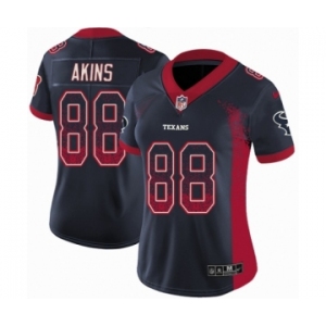 Women's Nike Houston Texans #88 Jordan Akins Limited Navy Blue Rush Drift Fashion NFL Jersey