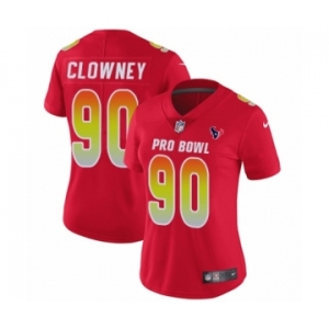 Women's Nike Houston Texans #90 Jadeveon Clowney Limited Red AFC 2019 Pro Bowl NFL Jersey