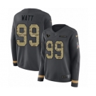 Women's Nike Houston Texans #99 J.J. Watt Limited Black Salute to Service Therma Long Sleeve NFL Jersey