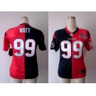 nike women nfl jerseys houston texans #99 watt blue-red[Elite split 10th patch]