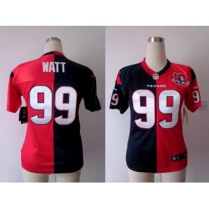 nike women nfl jerseys houston texans #99 watt blue-red[Elite split 10th patch]