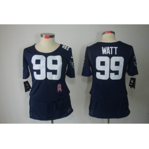 nike women nfl jerseys houston texans #99 watt blue[breast cancer awareness]