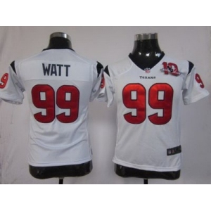 nike women nfl jerseys houston texans #99 watt white[10th patch][nike]