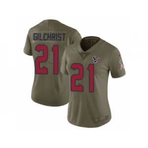 women Nike Houston Texans #21 Marcus Gilchrist Limited Olive 2017 Salute to Service NFL Jersey