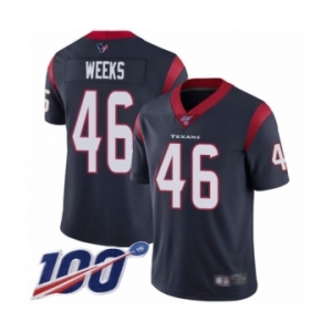 Youth Houston Texans #46 Jon Weeks Navy Blue Team Color Vapor Untouchable Limited Player 100th Season Football Jersey