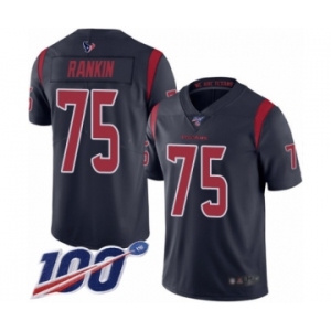 Youth Houston Texans #75 Martinas Rankin Limited Navy Blue Rush Vapor Untouchable 100th Season Football Jersey