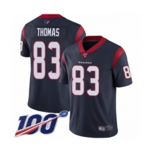 Youth Houston Texans #83 Jordan Thomas Navy Blue Team Color Vapor Untouchable Limited Player 100th Season Football Jersey