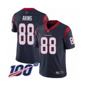 Youth Houston Texans #88 Jordan Akins Navy Blue Team Color Vapor Untouchable Limited Player 100th Season Football Jersey