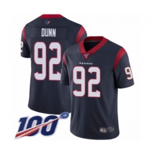 Youth Houston Texans #92 Brandon Dunn Navy Blue Team Color Vapor Untouchable Limited Player 100th Season Football Jersey
