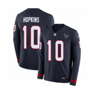 Youth Nike Houston Texans #10 DeAndre Hopkins Limited Navy Blue Therma Long Sleeve NFL Jersey