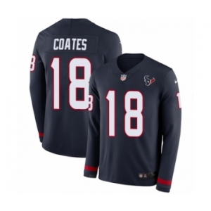 Youth Nike Houston Texans #18 Sammie Coates Limited Navy Blue Therma Long Sleeve NFL Jersey