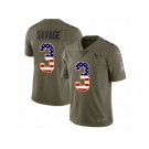 Youth Nike Houston Texans #3 Tom Savage Limited Olive USA Flag 2017 Salute to Service NFL Jersey
