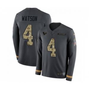 Youth Nike Houston Texans #4 Deshaun Watson Limited Black Salute to Service Therma Long Sleeve NFL Jersey