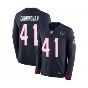 Youth Nike Houston Texans #41 Zach Cunningham Limited Navy Blue Therma Long Sleeve NFL Jersey