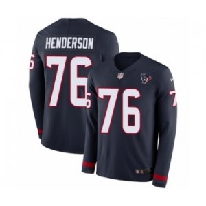 Youth Nike Houston Texans #76 Seantrel Henderson Limited Navy Blue Therma Long Sleeve NFL Jersey
