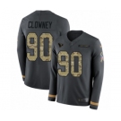 Youth Nike Houston Texans #90 Jadeveon Clowney Limited Black Salute to Service Therma Long Sleeve NFL Jersey