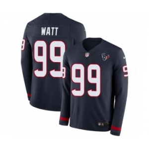 Youth Nike Houston Texans #99 J.J. Watt Limited Navy Blue Therma Long Sleeve NFL Jersey