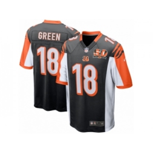 Men's Cincinnati Bengals #18 A.J. Green Nike Black 50th Anniversary Patch Game Jersey