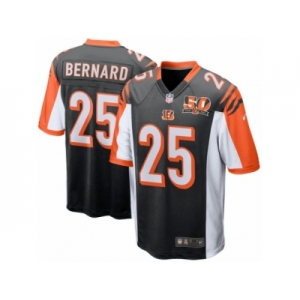 Men's Cincinnati Bengals #25 Giovani Bernard Nike Black 50th Anniversary Patch Game Jersey