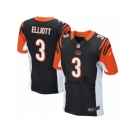 Men's Nike Cincinnati Bengals #3 Jake Elliott Elite Black Team Color NFL Jersey