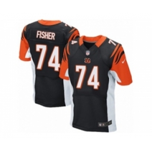 Men's Nike Cincinnati Bengals #74 Jake Fisher Elite Black Team Color NFL Jersey