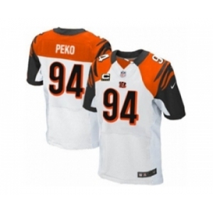 Men's Nike Cincinnati Bengals #94 Domata Peko Elite White C Patch NFL Jersey