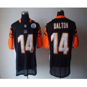 nike nfl jerseys cincinnati bengals #14 dalton black[Elite 50th Patch]