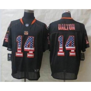 nike nfl jerseys cincinnati bengals #14 dalton black[Elite USA flag fashion]