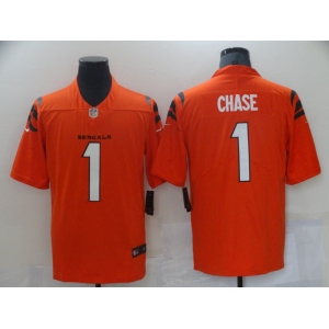 Cincinnati Bengals #1 Chase Orange Color 2021 NFL Draft Vapor Limited Jersey