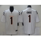 Cincinnati Bengals #1 Chase White Color 2021 NFL Draft Vapor Limited Jersey