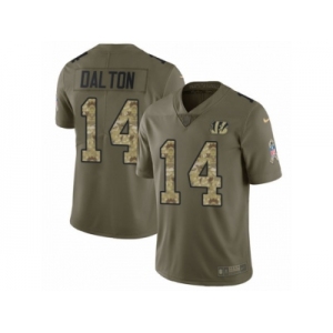 Men Nike Cincinnati Bengals #14 Andy Dalton Limited Olive Camo 2017 Salute to Service NFL Jersey