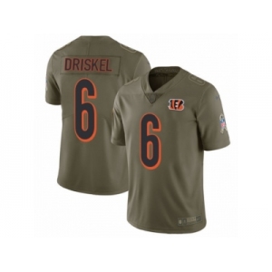 Men Nike Cincinnati Bengals #6 Jeff Driskel Limited Olive 2017 Salute to Service NFL Jersey