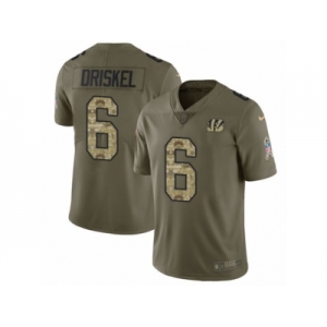 Men Nike Cincinnati Bengals #6 Jeff Driskel Limited Olive Camo 2017 Salute to Service NFL Jersey