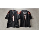 Men's Cincinnati Bengals #1 Ja'Marr Chase Black 2023 F.U.S.E. Vapor Untouchable Limited Stitched Jersey