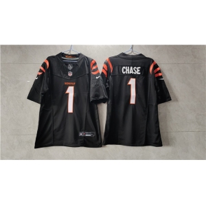 Men's Cincinnati Bengals #1 Ja'Marr Chase Black 2023 F.U.S.E. Vapor Untouchable Limited Stitched Jersey