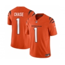 Men's Cincinnati Bengals #1 Ja'Marr Chase Orange 2023 F.U.S.E. Vapor Untouchable Limited Stitched Jersey