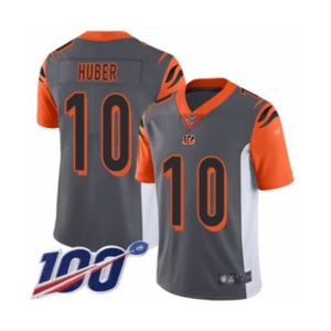 Men's Cincinnati Bengals #10 Kevin Huber Limited Silver Inverted Legend 100th Season Football Jersey