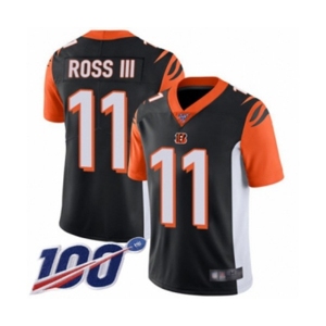 Men's Cincinnati Bengals #11 John Ross Black Team Color Vapor Untouchable Limited Player 100th Season Football Jersey