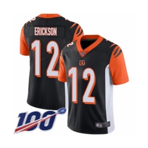 Men's Cincinnati Bengals #12 Alex Erickson Black Team Color Vapor Untouchable Limited Player 100th Season Football Jersey