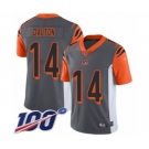 Men's Cincinnati Bengals #14 Andy Dalton Limited Silver Inverted Legend 100th Season Football Jersey