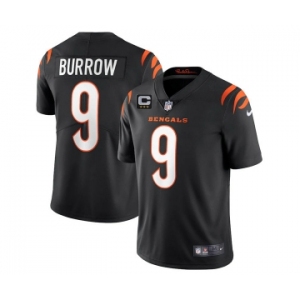 Men's Cincinnati Bengals 2022 #9 Joe Burrow Black With 3-star C Patch Vapor Limited Stitched NFL Jersey