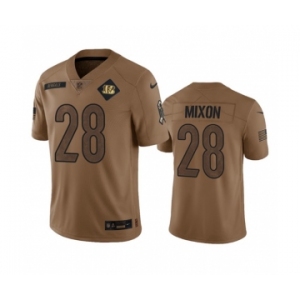 Men's Cincinnati Bengals #28 Joe Mixon 2023 Brown Salute To Service Limited Football Stitched Jersey