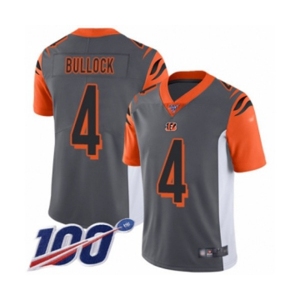 Men's Cincinnati Bengals #4 Randy Bullock Limited Silver Inverted Legend 100th Season Football Jersey